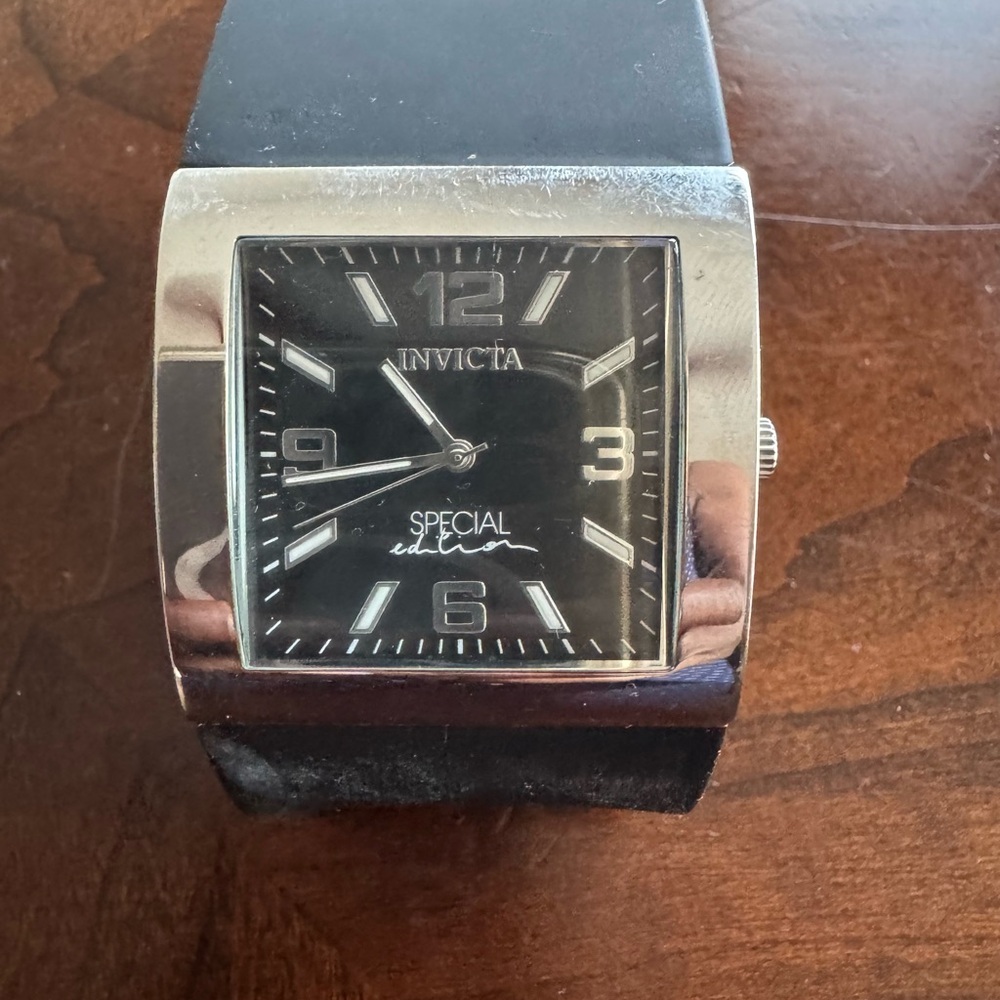 Invicta Black and Silver Modern Square Watch